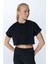 ED2307-02 Victoria Crop Pamuk Modal Genç Kız ve Kadın Tişört Siyah 1