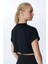 ED2307-02 Victoria Crop Pamuk Modal Genç Kız ve Kadın Tişört Siyah 4