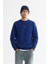 Erkek Saks Bisiklet Yaka Pamuklu Şardonlu Baskılı Regular Fit Sweatshirt B001033 1