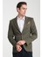 Ribas Erkek Yeşil Likralı Pamuk Karışımlı Ekose Desenli Slim Fit Spor Blazer Ceket 1