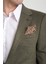 Ribas Erkek Yeşil Likralı Pamuk Karışımlı Ekose Desenli Slim Fit Spor Blazer Ceket 2