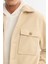 Erkek Bej Klasik Yaka Rüzgar Geçirmez Termometreli Peluş Comfort Fit Mont A42Y6085 11