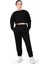 Siyah Kadın Jogger, 3 Iplik Kumaş, Normal Fit 1