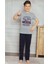 Kısa Kol Tişört , Uzun Pantolon Baskılı Erkek Çocuk Pijama M00673 1