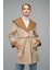 Kapüşonlu Garni Detaylı Oversize Kaban Bej 3069 1