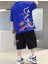 Özel Tasarım Blue Bear Baby Dijital Baskılı Erkek Çocuk Modern T-Shirt Short Takım 1