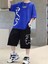 Özel Tasarım Blue Bear Baby Dijital Baskılı Erkek Çocuk Modern T-Shirt Short Takım 2