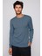 Erkek Slim Fit Dar Kesim Bisiklet Yaka Indigo Triko Kazak 2