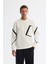Erkek Ekru Bisiklet Yaka Pamuklu Baskılı Sweatshirt A42y1317 1