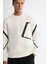 Erkek Ekru Bisiklet Yaka Pamuklu Baskılı Sweatshirt A42y1317 2