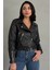 Kemerli Oversize Crop Deri Ceket 3