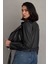 Kemerli Oversize Crop Deri Ceket 5