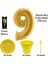 9 Yaş Pasta Mumu - 9 Yaş Folyo Balon - Tabak Bardak Çatal - Sarı 1