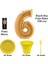 6 Yaş Pasta Mumu - 6 Yaş Folyo Balon - Tabak Bardak Çatal - Sarı 1