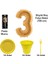 3 Yaş Pasta Mumu - 3 Yaş Folyo Balon - Tabak Bardak Çatal - Sarı 1