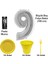 9 Yaş Pasta Mumu - 9 Yaş Folyo Balon - Tabak Bardak Çatal - Sarı 1