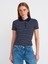 31464 Çizgili Polo Yaka T-Shirt-Bordo-Ekru 1