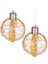 Yılbaşı Topu Ampul LED Işıklı Simli Desenli 2'li Paket Gold 7 cm . 2