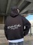 Erkek Oversize Baskılı Hoodie Sweatshirt Siyah 2