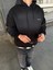 Erkek Oversize Premium Yıkamalı Baskılı Hoodie Siyah 1