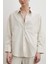 Keten Karışımlı Dökümlü Gömlek Bej 2
