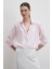 V Yaka Çizgili Modal Gömlek Pembe 3