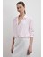V Yaka Çizgili Modal Gömlek Pembe 4