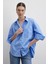 Oversize Pamuklu Gömlek Mavi 5