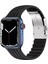 Apple Watch (42MM/44MM/45MM/49 mm /se/ultra Uyumlu) Metal Klipsli Çizgili Silikon Kordon Siyah 1