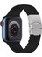 Apple Watch (42MM/44MM/45MM/49 mm /se/ultra Uyumlu) Metal Klipsli Çizgili Silikon Kordon Siyah 2