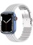 Apple Watch (42MM/44MM/45MM/49 mm /se/ultra Uyumlu) Metal Klipsli Çizgili Silikon Kordon Beyaz 1