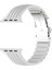Apple Watch (42MM/44MM/45MM/49 mm /se/ultra Uyumlu) Metal Klipsli Çizgili Silikon Kordon Beyaz 3