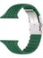 Apple Watch ( Seri 10 - 46 mm Uyumlu) Metal Klipsli Çizgili Silikon Kordon Asker Yeşil 3