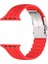 Apple Watch (42MM/44MM/45MM/49 mm /se/ultra Uyumlu) Metal Klipsli Çizgili Silikon Kordon Kırmızı 3