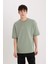 Loose Fit Bisiklet Yaka Baskılı Ağır Kumaş Tişört D8462AX25SP 1
