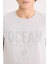 %100 Pamuk Slim Fit Dar Kesim Bisiklet Yaka Baskılı Kısa Kollu Tişört D9354AX25SP 4