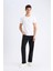 %100 Pamuk Slim Fit Dar Kesim V Yaka Basic Düz Kısa Kollu Tişört M7668AZ25SP 2