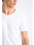 %100 Pamuk Slim Fit Dar Kesim V Yaka Basic Düz Kısa Kollu Tişört M7668AZ25SP 5