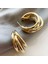 Lotusdesign Üç Halkalı Gold Çelik Küpe Tek Girişli 2