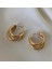 Lotusdesign Üç Halkalı Gold Çelik Küpe Tek Girişli 3