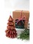 Doğal Petek Balmumu Mum Kırmızı Altın Simli Çam Ağacı Boy 8.5 cm Bal Mumu Beeswax Candle 3