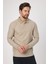 Lewin Erkek Bej %100 Pamuk Waffle Çekmeyen Esneyen Kumaş Slim Fit Uzun Kol Polo Tişört 1