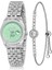 Mercan Takvimli Kadın Kol Saati Zirkon Taşlı Yuvarlak Bileklik Kombin Gümüş Yeşil Renk PL-1519B4 1
