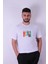 Summer Palmiye Baskı Beyaz Erkek T-Shirt 1
