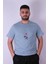 3 Lü Dağ Baskı Mavi Erkek T-Shirt 1