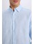 %100 Keten Regular Fit Polo Yaka Yazlık Basic Düz Uzun Kollu Gömlek C1825AX25SM 5