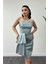 Saten Kumaş Straplez Mini Elbise - Mint Yeşili 3