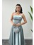 Saten Kumaş Sırt Ip Detaylı Midi Elbise - Mint Yeşili 3