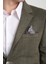 Eleventy Erkek Haki Likralı Pamuk Karışımlı Ekose Desenli Slim Fit Spor Blazer Ceket 2