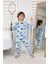 Isob Mavi Taşıtlar Desenli %100 Pamuk Erkek Çocuk Pijama Takımı 3-8 Yaş 32231-M 1
